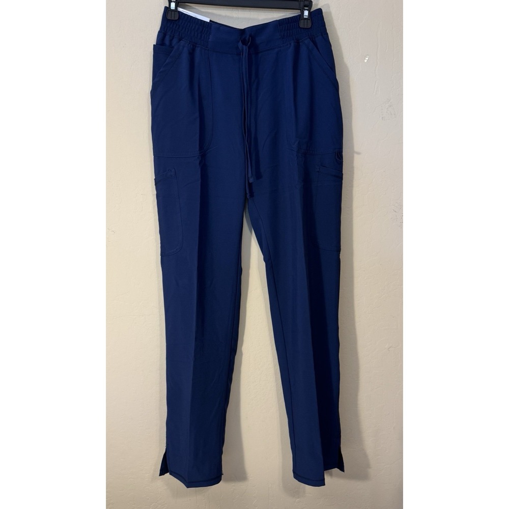 ScrubStar Pants Women Small Pull-On Straight Leg Pockets Yoga Waistband Blue NEW